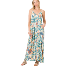 Dress French Terry Tie Dye Maxi Teal