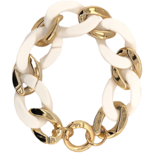 Bracelet Metal Link Gold & White