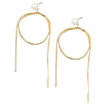 Earrings Pearl & Gold Snake Chain Post