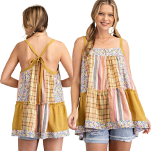 Easel Sleeveless Patch Design Yellow