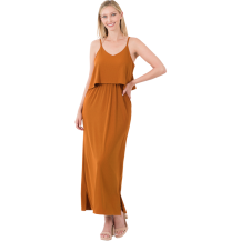 Dress Ribbed Double Layer Almond