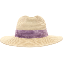 C.C Straw Panama Hat Tie Dye Band-Eggplant
