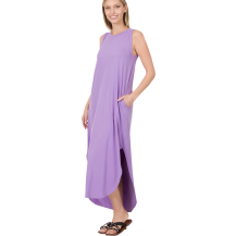 Maxi Dress Side Slit with Pockets Lavender