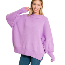 Sweater Oversized Side Slit Lavender