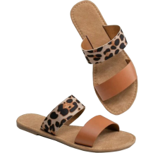 Sandals Slip On Tan Leopard-Size 11