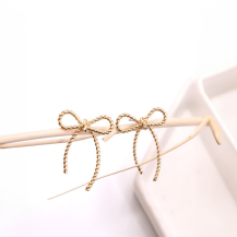 Earrings Gold Rope Bow