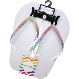 Flip Flops Solid White Glitter Rainbow