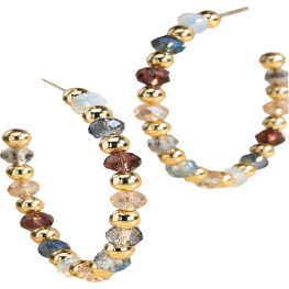Earrings Glass Metal Beads Hoops