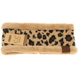 C.C Headwrap Fuzzy Lined Leopard