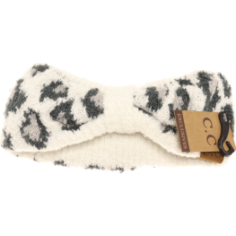 C.C Headwrap Boucle Knit Leopard