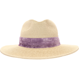 C.C Straw Panama Hat Tie Dye Band-Eggplant