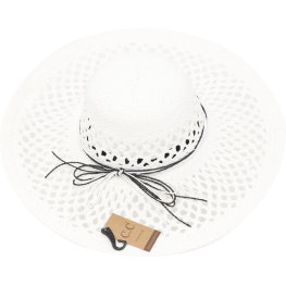 C.C Hat Basket Weave Wide Brim White
